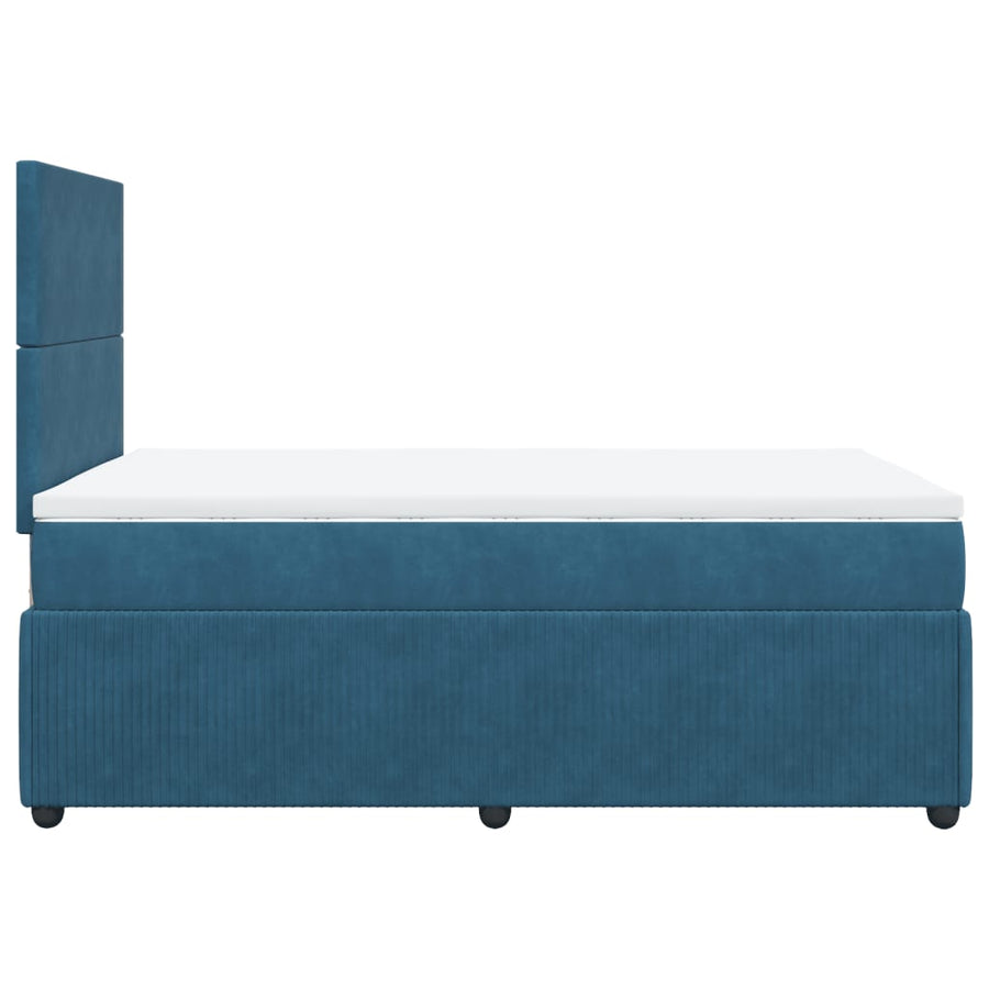 Boxspring met matras fluweel blauw 120x190 cm
