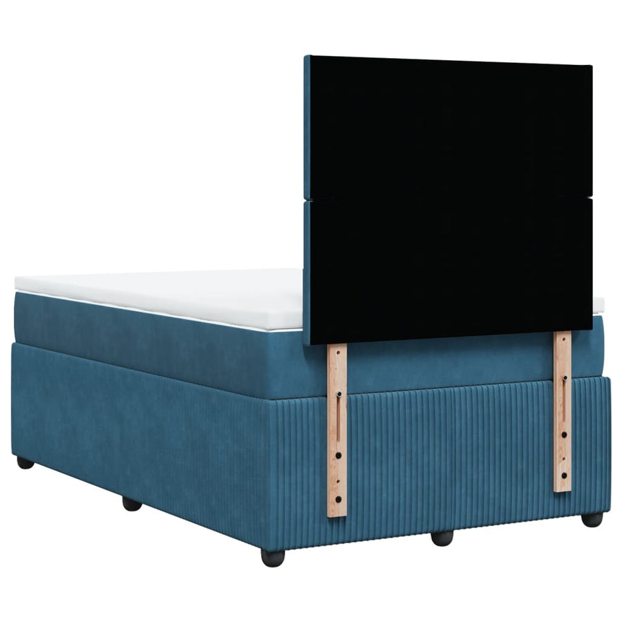 Boxspring met matras fluweel blauw 120x190 cm