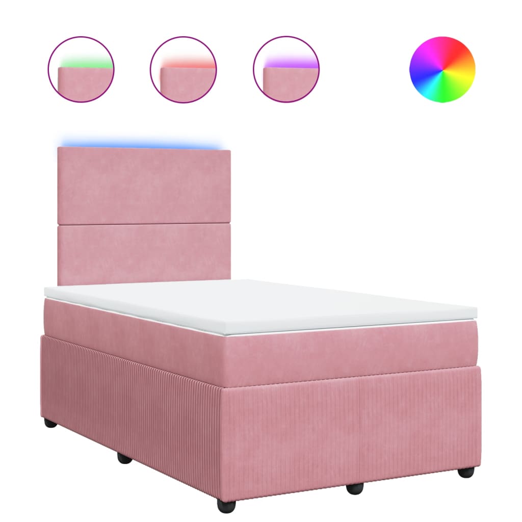 Boxspring met matras fluweel roze 120x190 cm