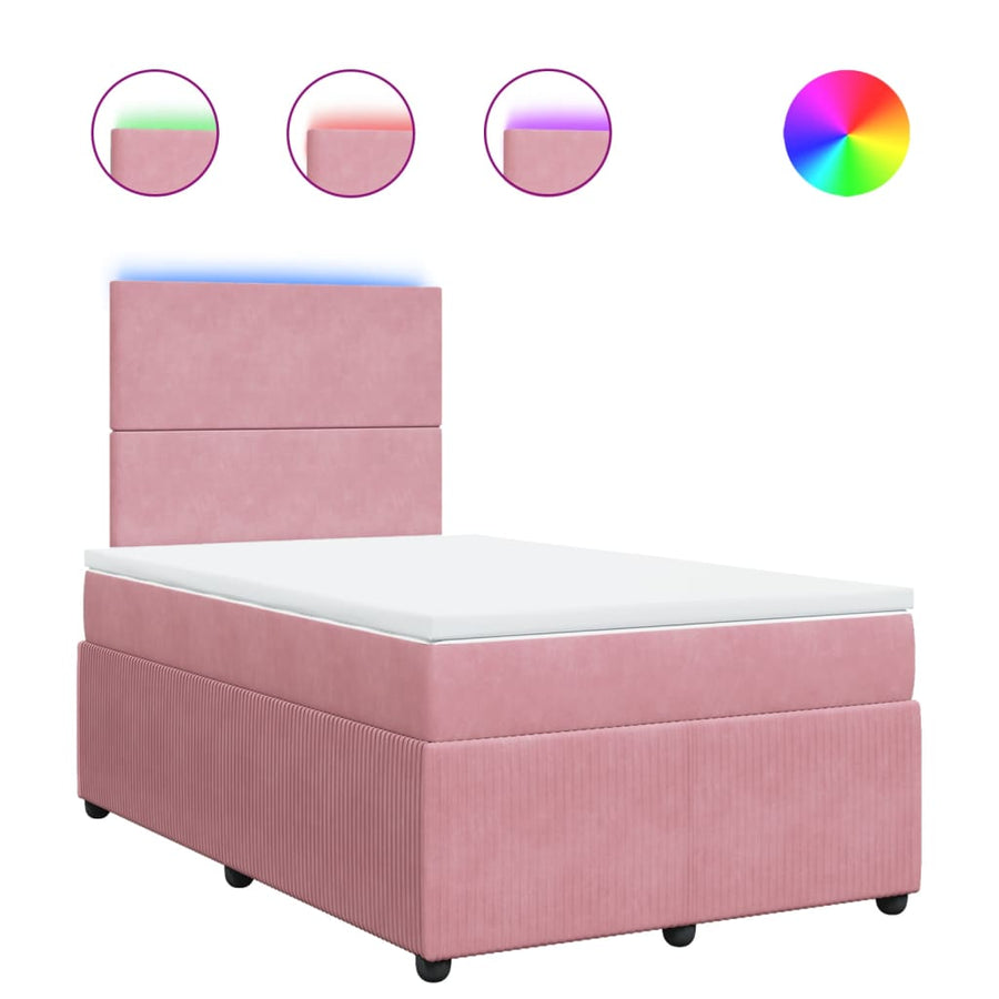 Boxspring met matras fluweel roze 120x190 cm