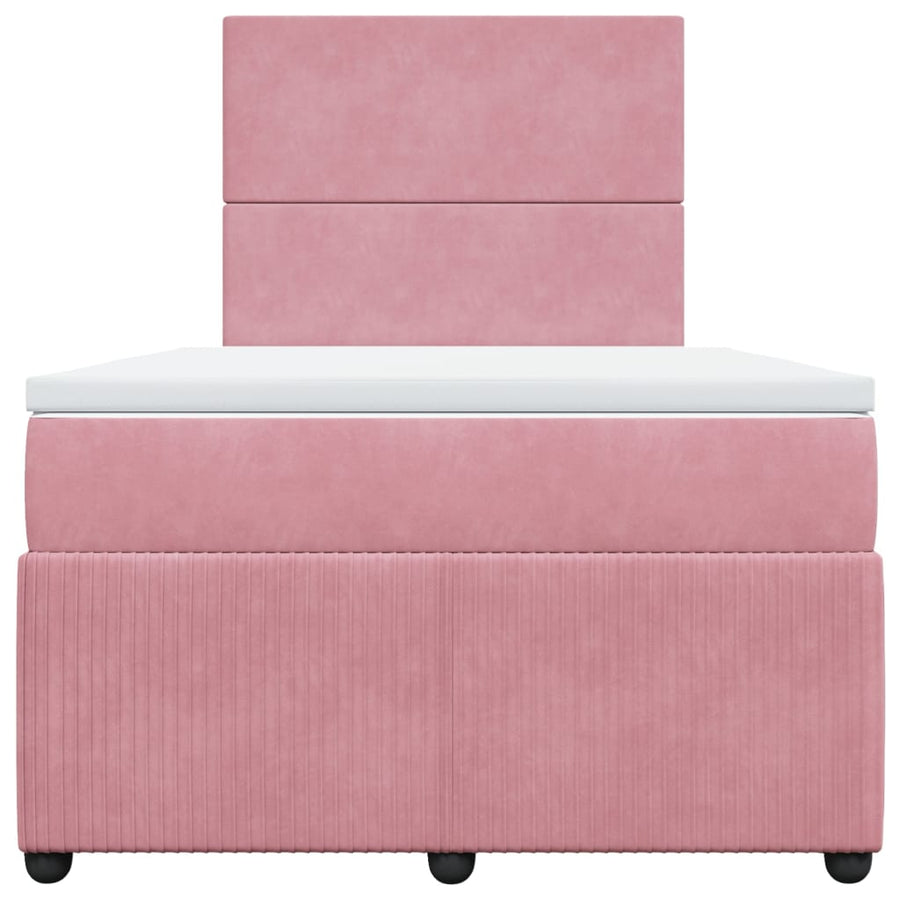 Boxspring met matras fluweel roze 120x190 cm