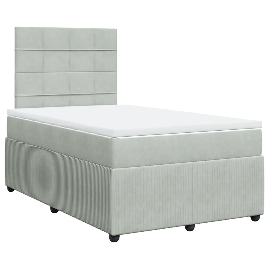 Boxspring met matras fluweel lichtgrijs 120x190 cm