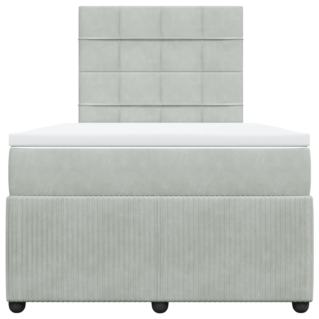 Boxspring met matras fluweel lichtgrijs 120x190 cm