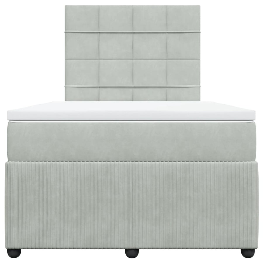 Boxspring met matras fluweel lichtgrijs 120x190 cm