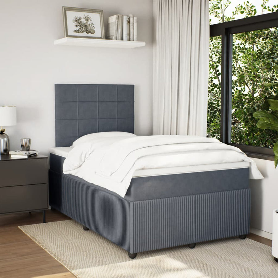 Boxspring met matras fluweel donkergrijs 120x190 cm
