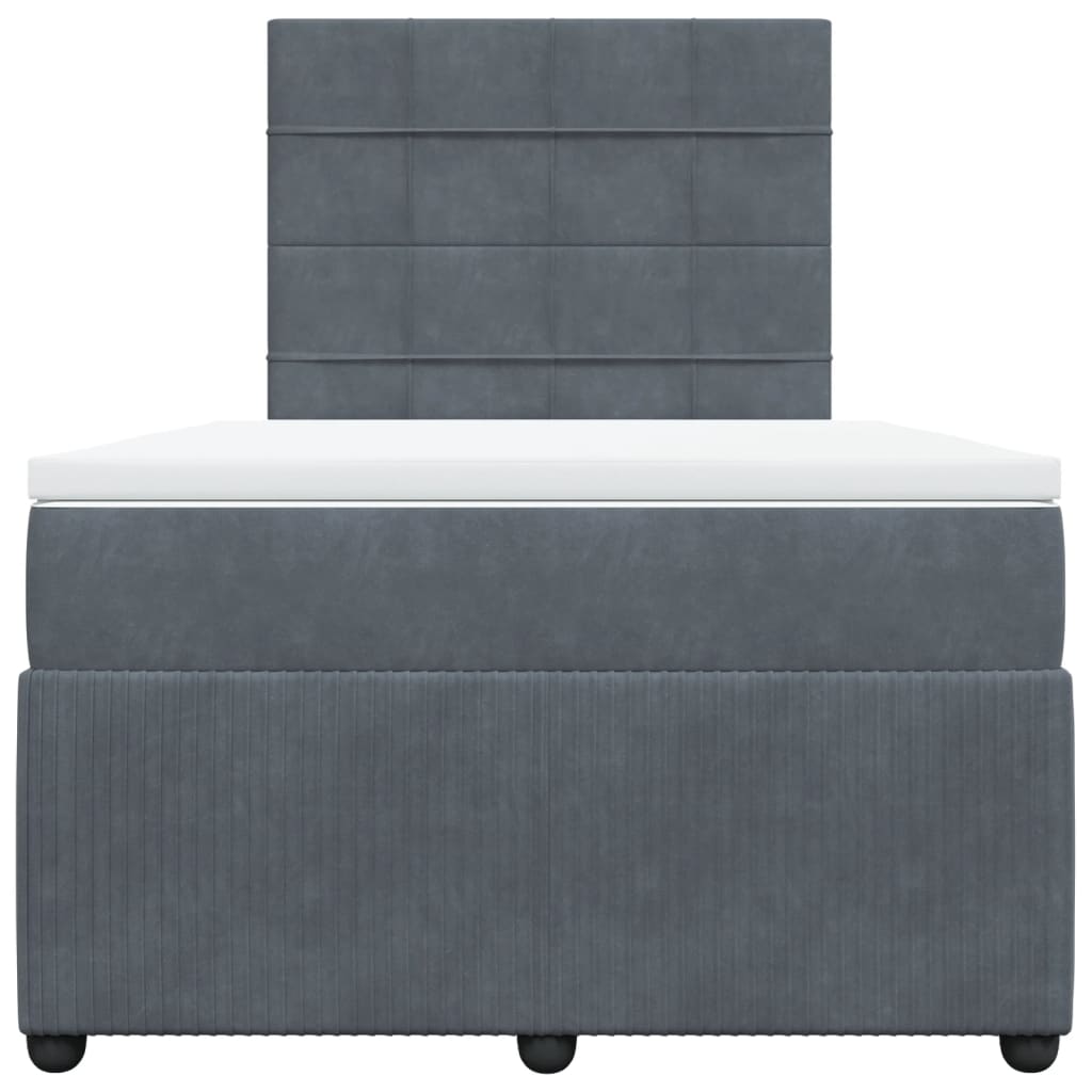Boxspring met matras fluweel donkergrijs 120x190 cm
