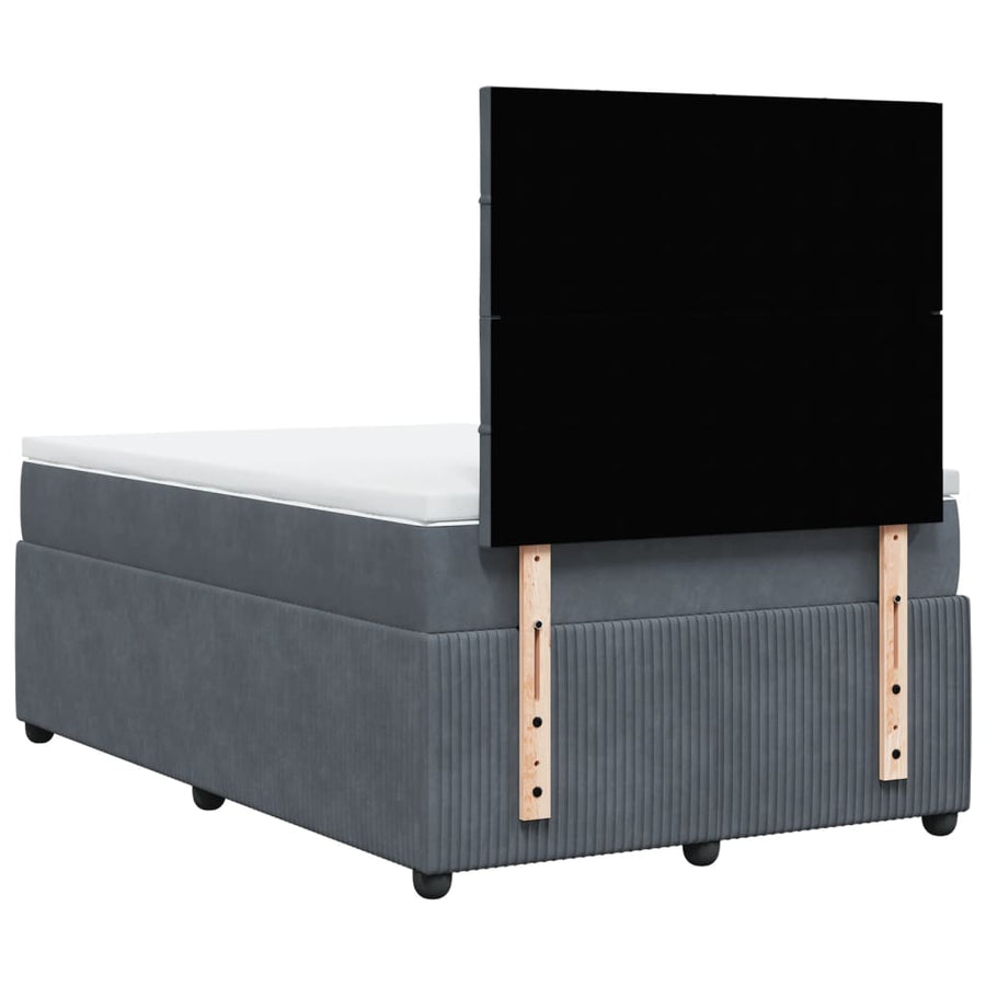 Boxspring met matras fluweel donkergrijs 120x190 cm