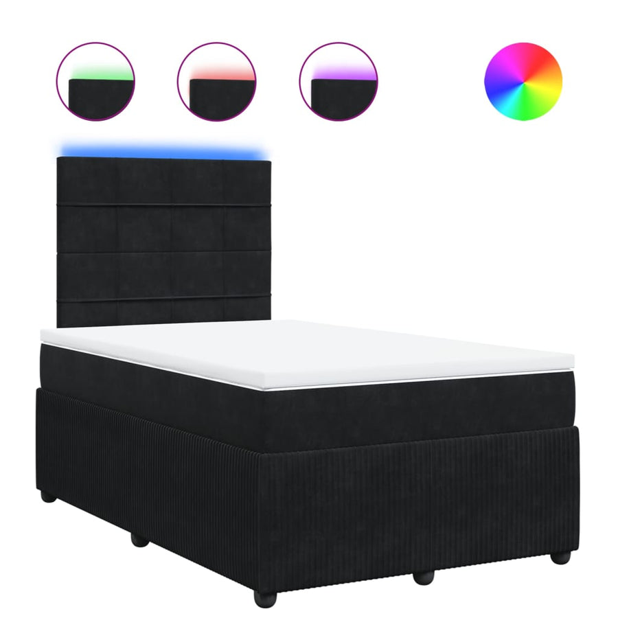Boxspring met matras fluweel zwart 120x190 cm