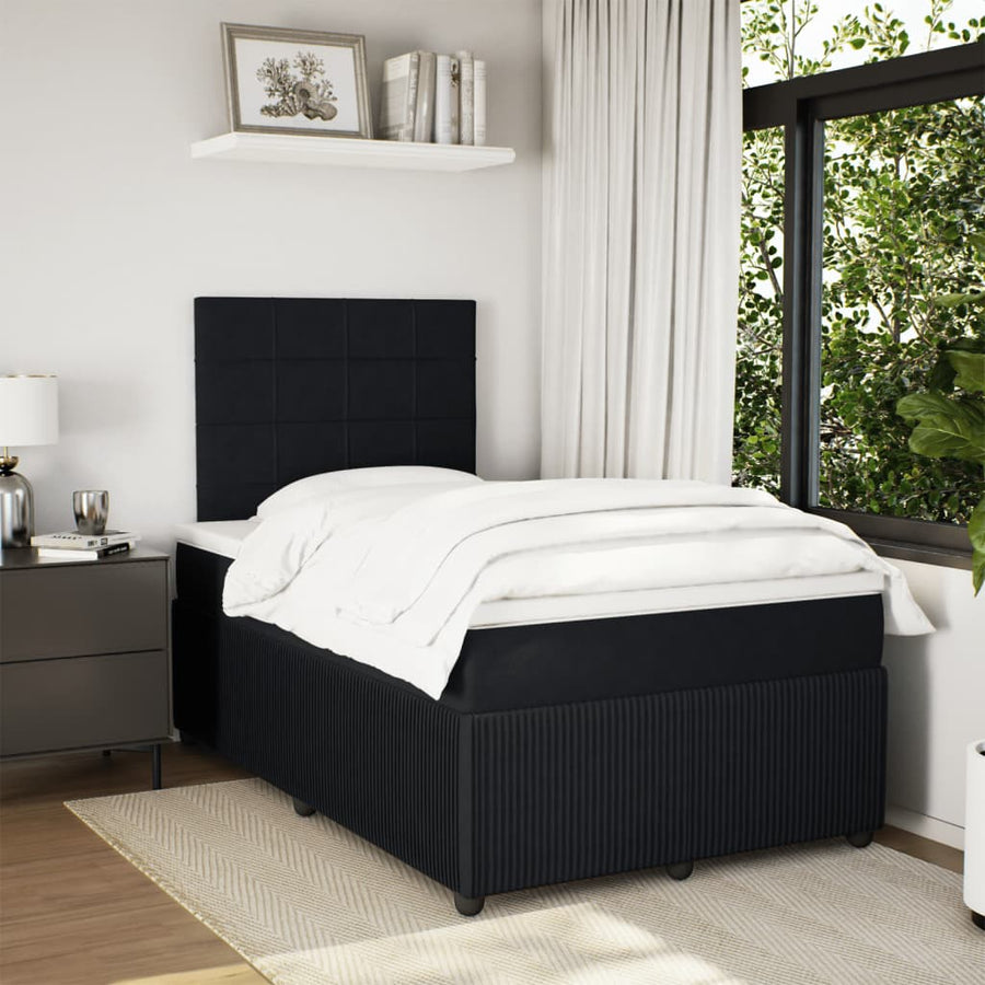 Boxspring met matras fluweel zwart 120x190 cm