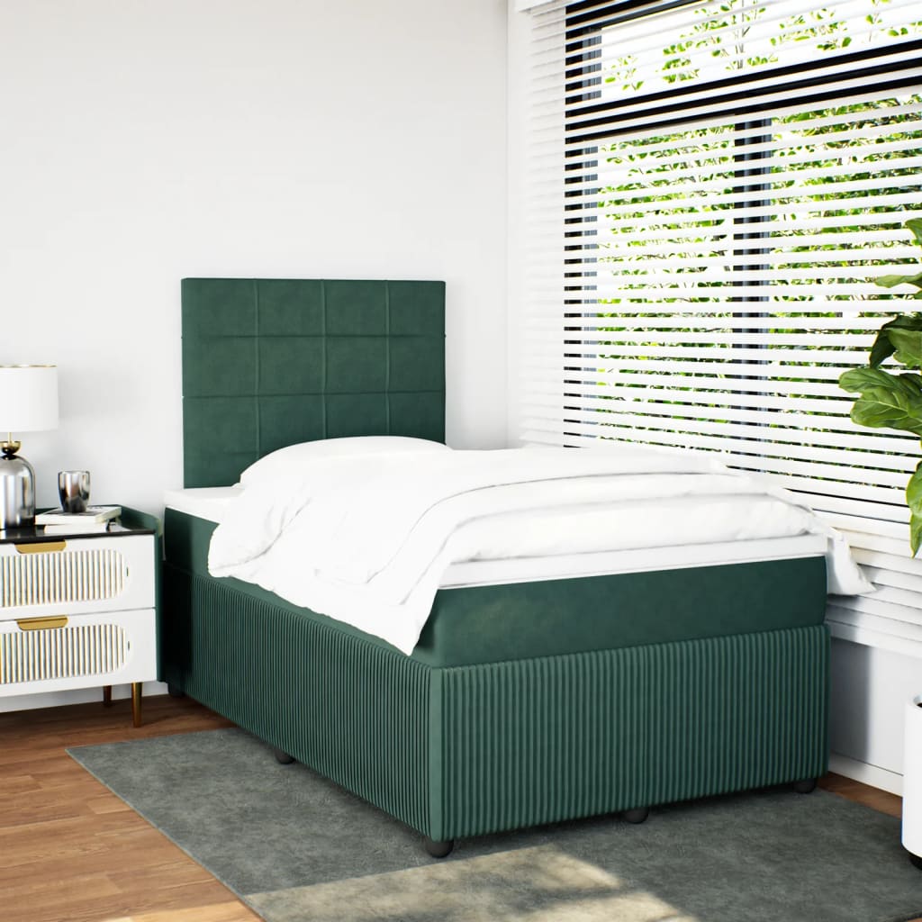 Boxspring met matras fluweel donkergroen 120x190 cm