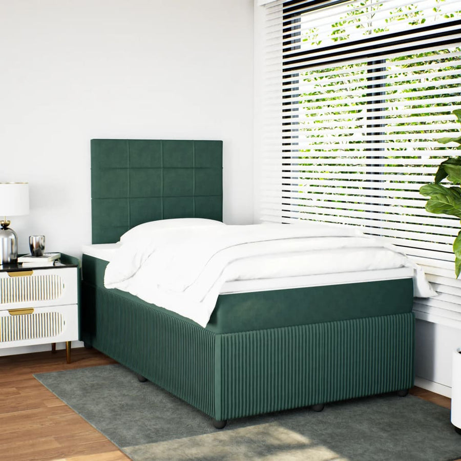 Boxspring met matras fluweel donkergroen 120x190 cm