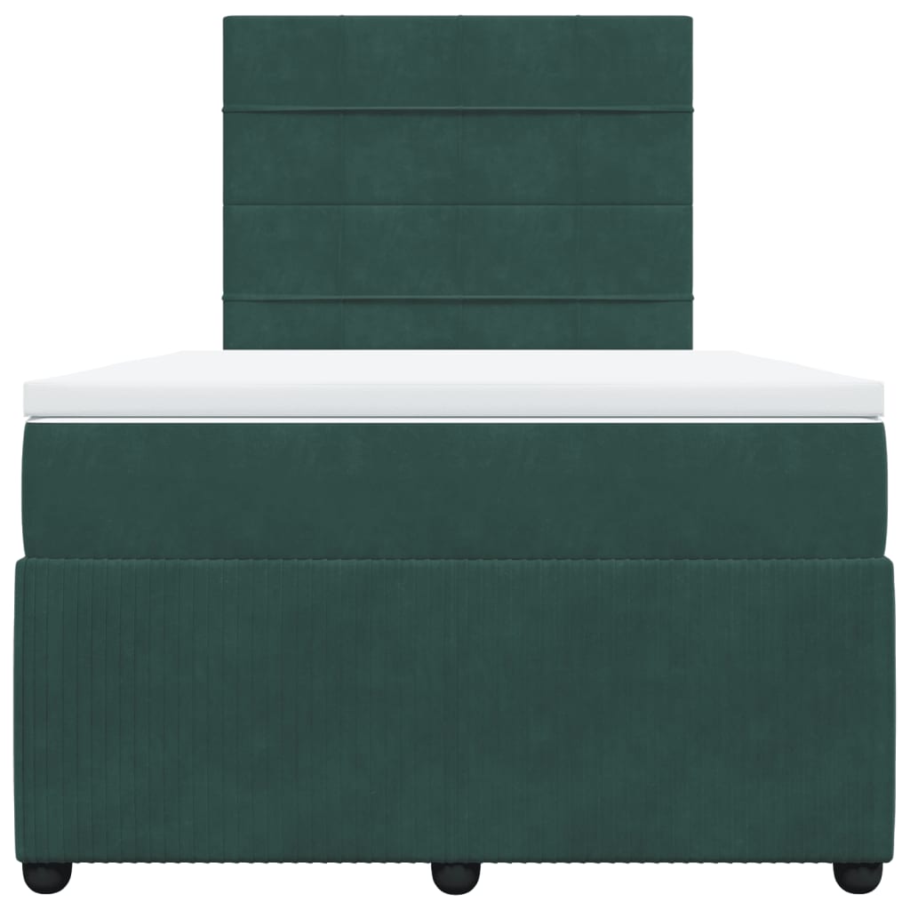 Boxspring met matras fluweel donkergroen 120x190 cm