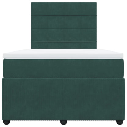 Boxspring met matras fluweel donkergroen 120x190 cm