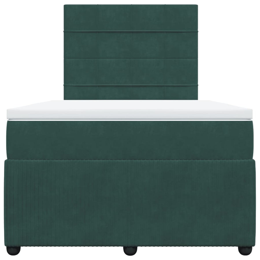 Boxspring met matras fluweel donkergroen 120x190 cm
