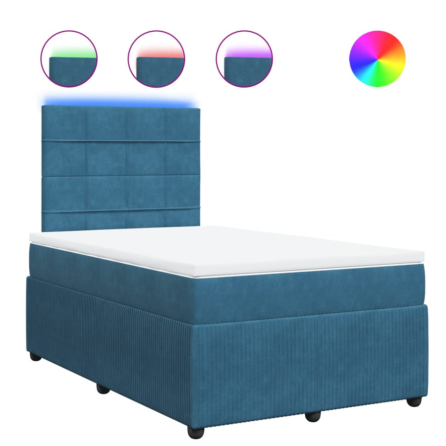 Boxspring met matras fluweel blauw 120x190 cm