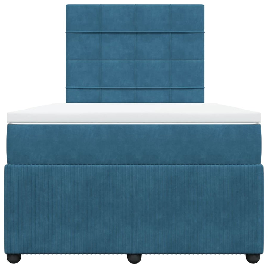 Boxspring met matras fluweel blauw 120x190 cm