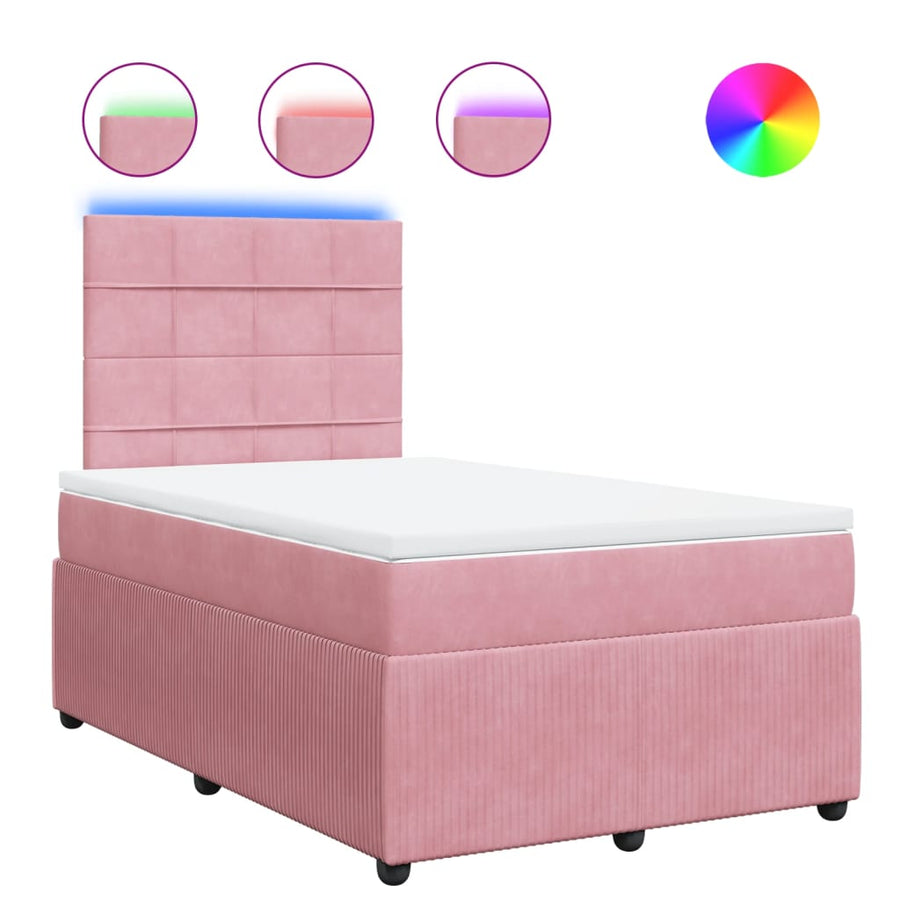 Boxspring met matras fluweel roze 120x190 cm
