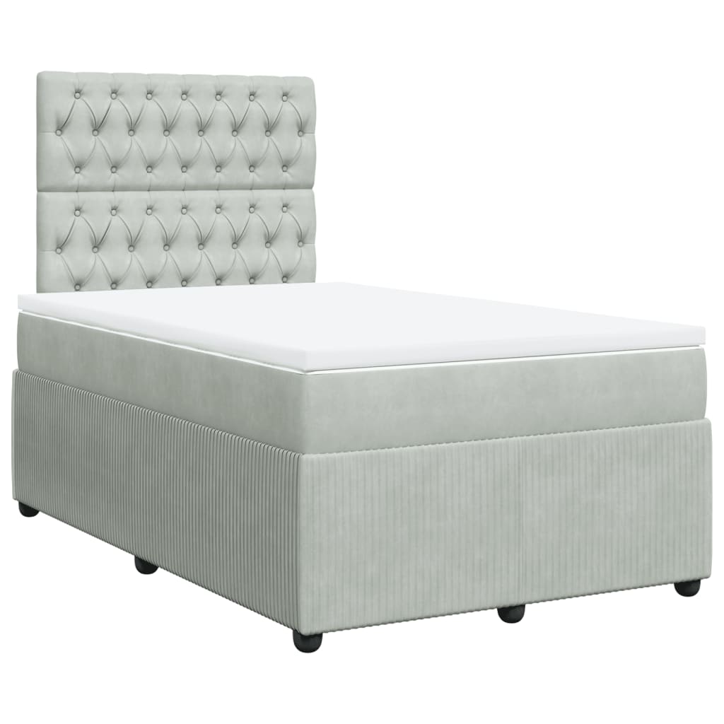 Boxspring met matras fluweel lichtgrijs 120x190 cm