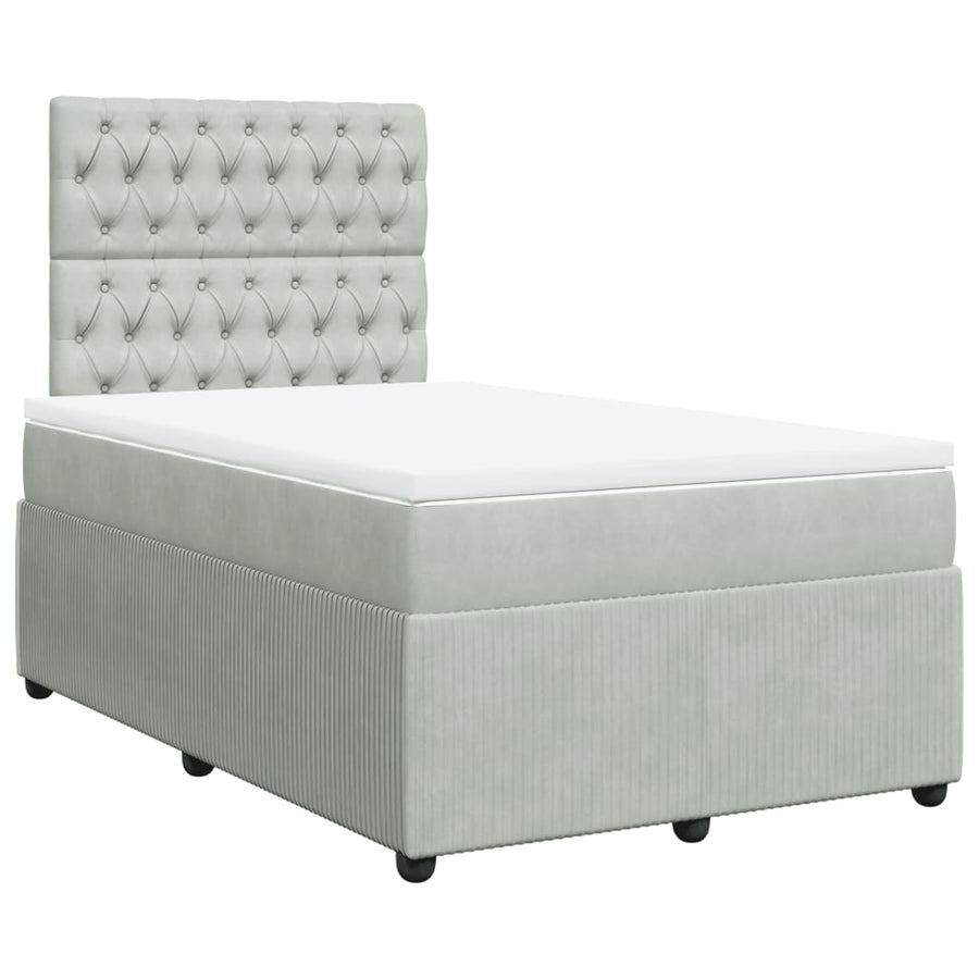 Boxspring met matras fluweel lichtgrijs 120x190 cm
