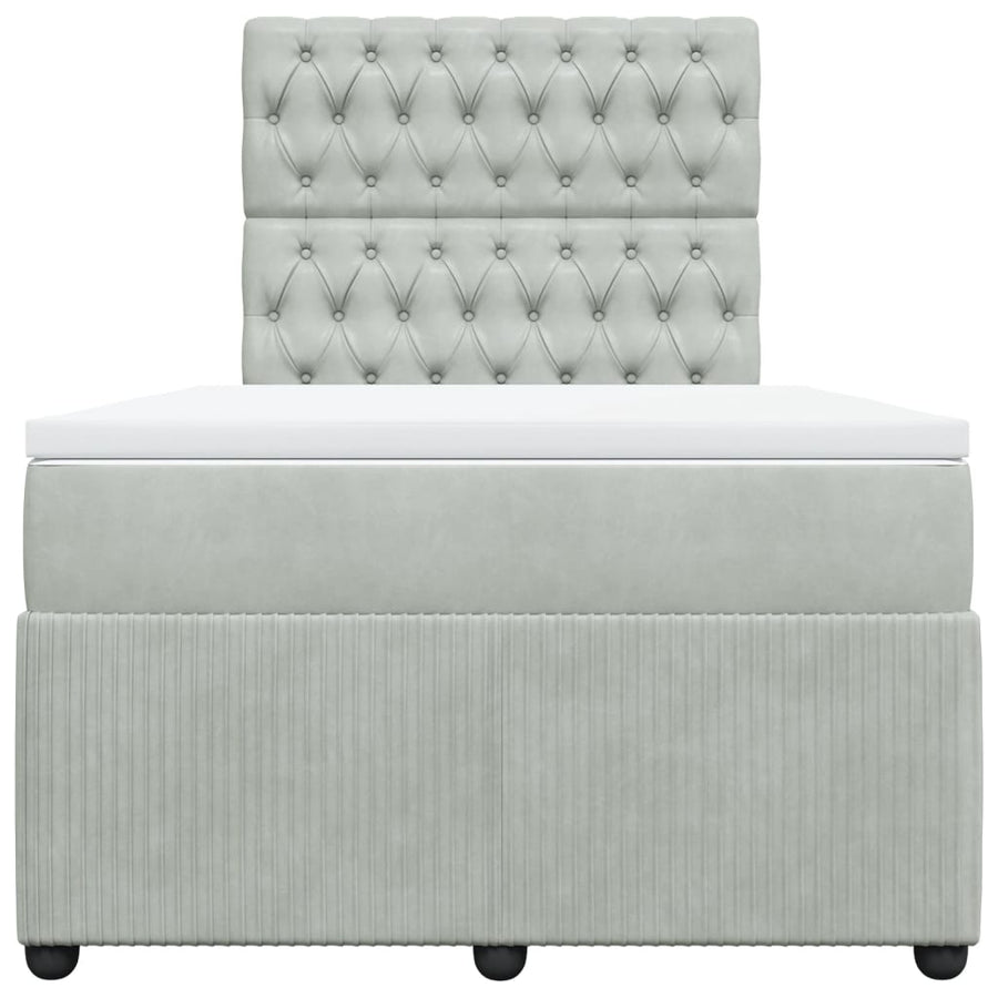 Boxspring met matras fluweel lichtgrijs 120x190 cm