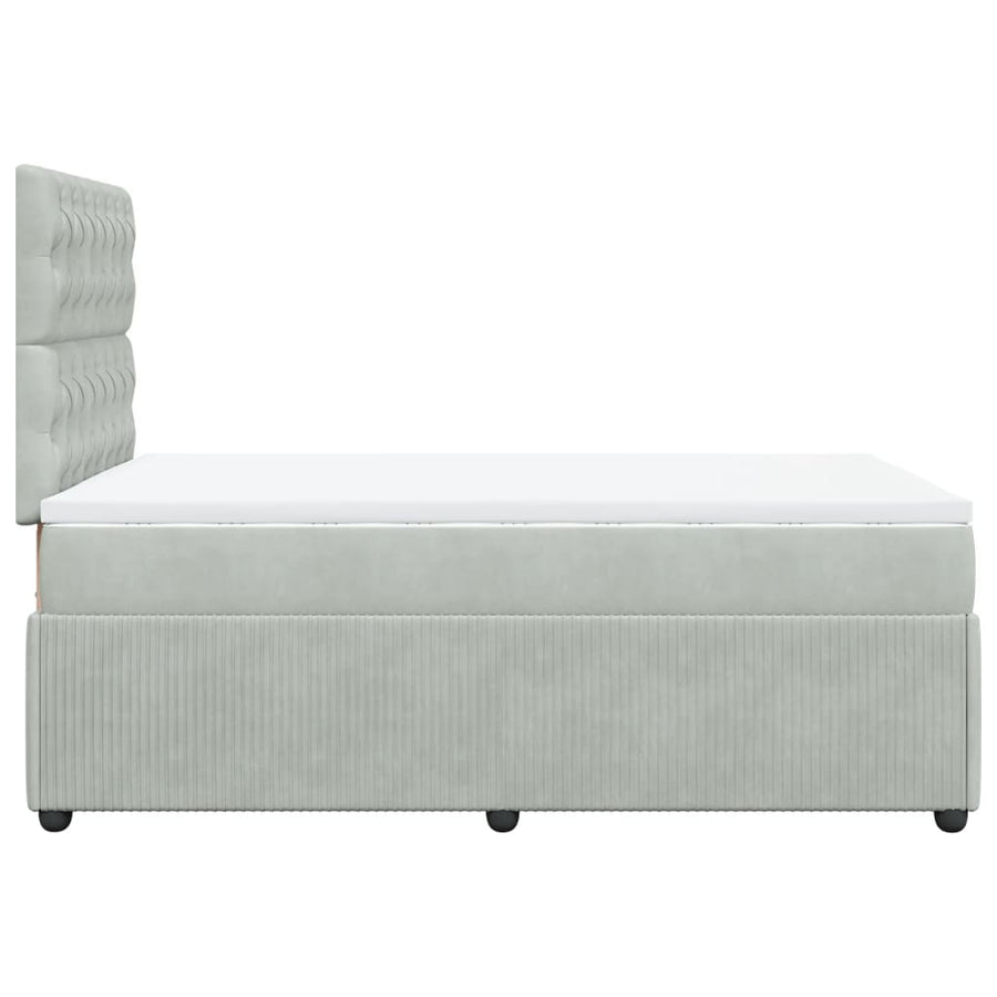 Boxspring met matras fluweel lichtgrijs 120x190 cm