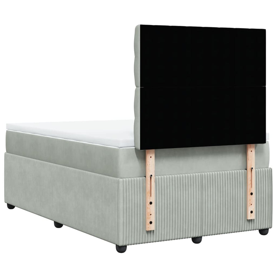 Boxspring met matras fluweel lichtgrijs 120x190 cm