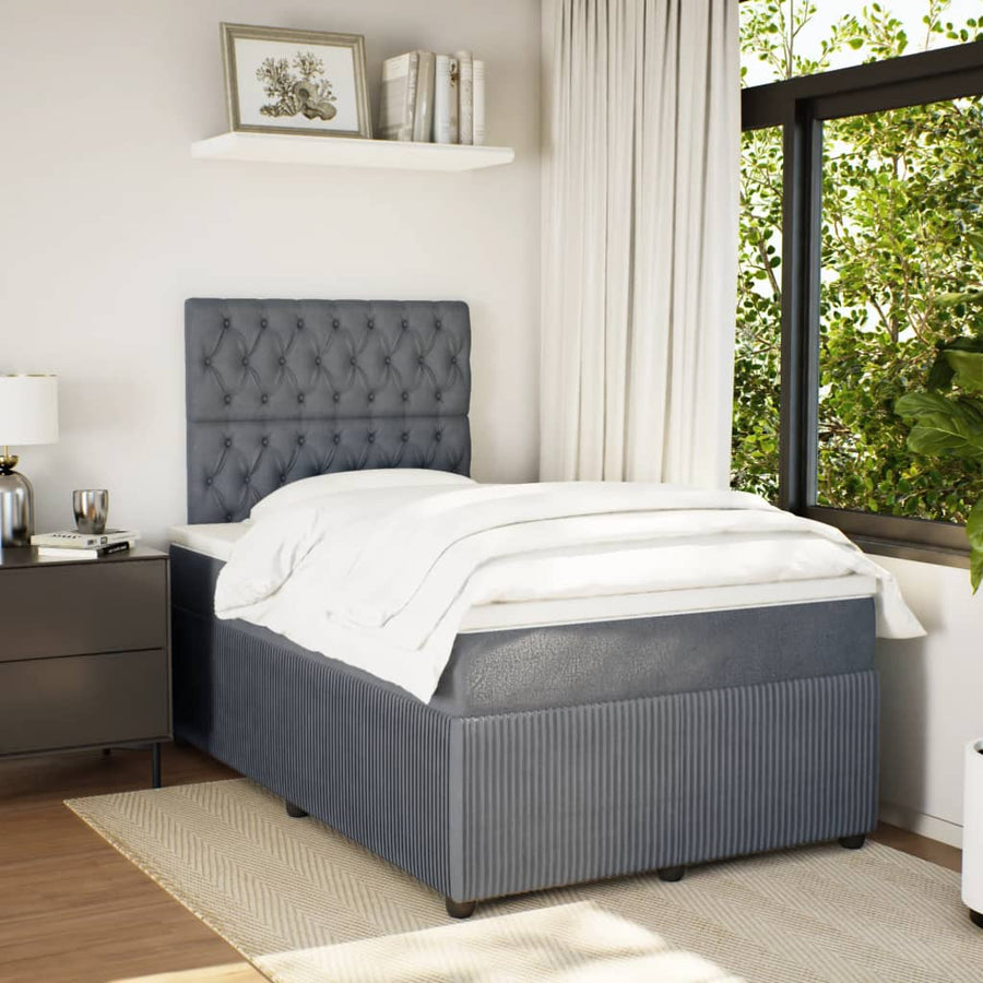 Boxspring met matras fluweel donkergrijs 120x190 cm