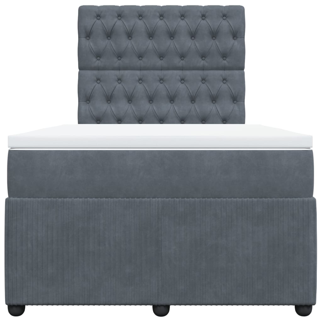 Boxspring met matras fluweel donkergrijs 120x190 cm