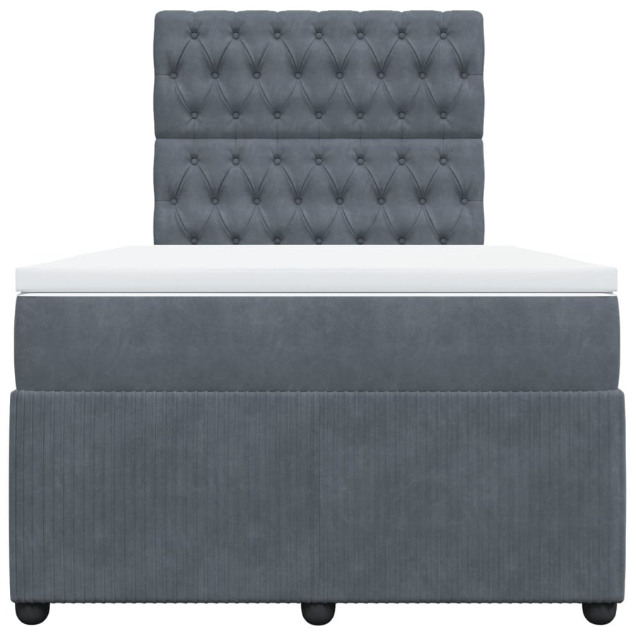 Boxspring met matras fluweel donkergrijs 120x190 cm