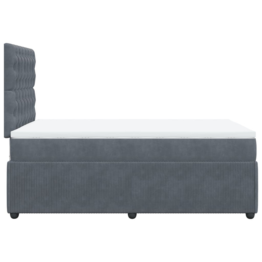 Boxspring met matras fluweel donkergrijs 120x190 cm