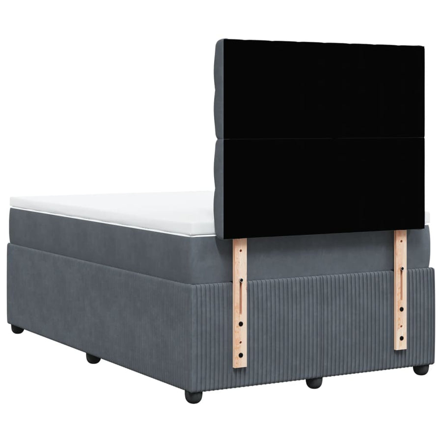 Boxspring met matras fluweel donkergrijs 120x190 cm