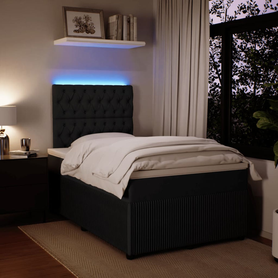 Boxspring met matras fluweel zwart 120x190 cm