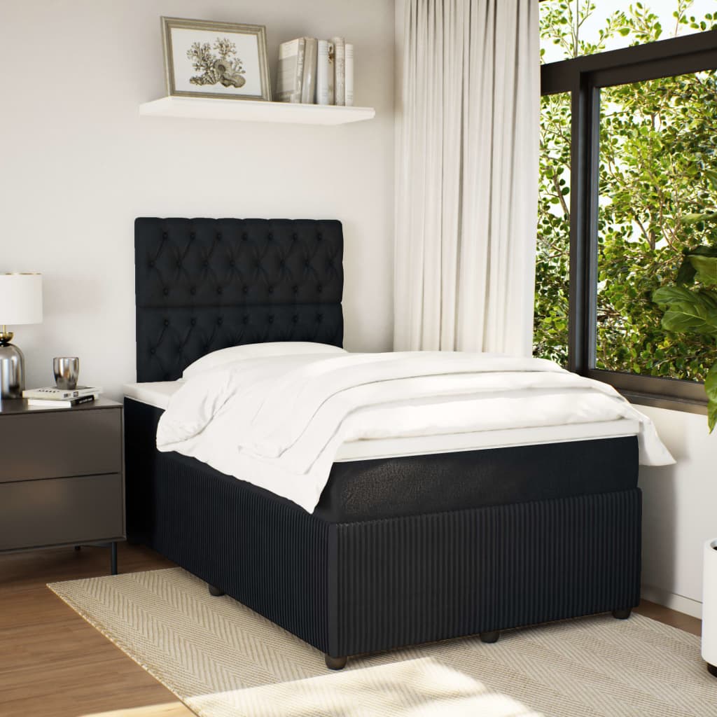 Boxspring met matras fluweel zwart 120x190 cm