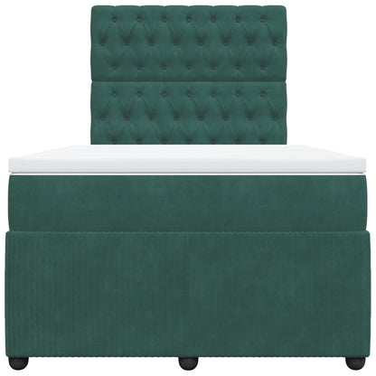 Boxspring met matras fluweel donkergroen 120x190 cm