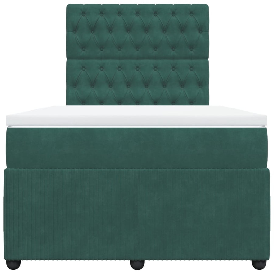 Boxspring met matras fluweel donkergroen 120x190 cm