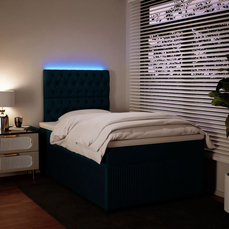 Boxspring met matras fluweel blauw 120x190 cm
