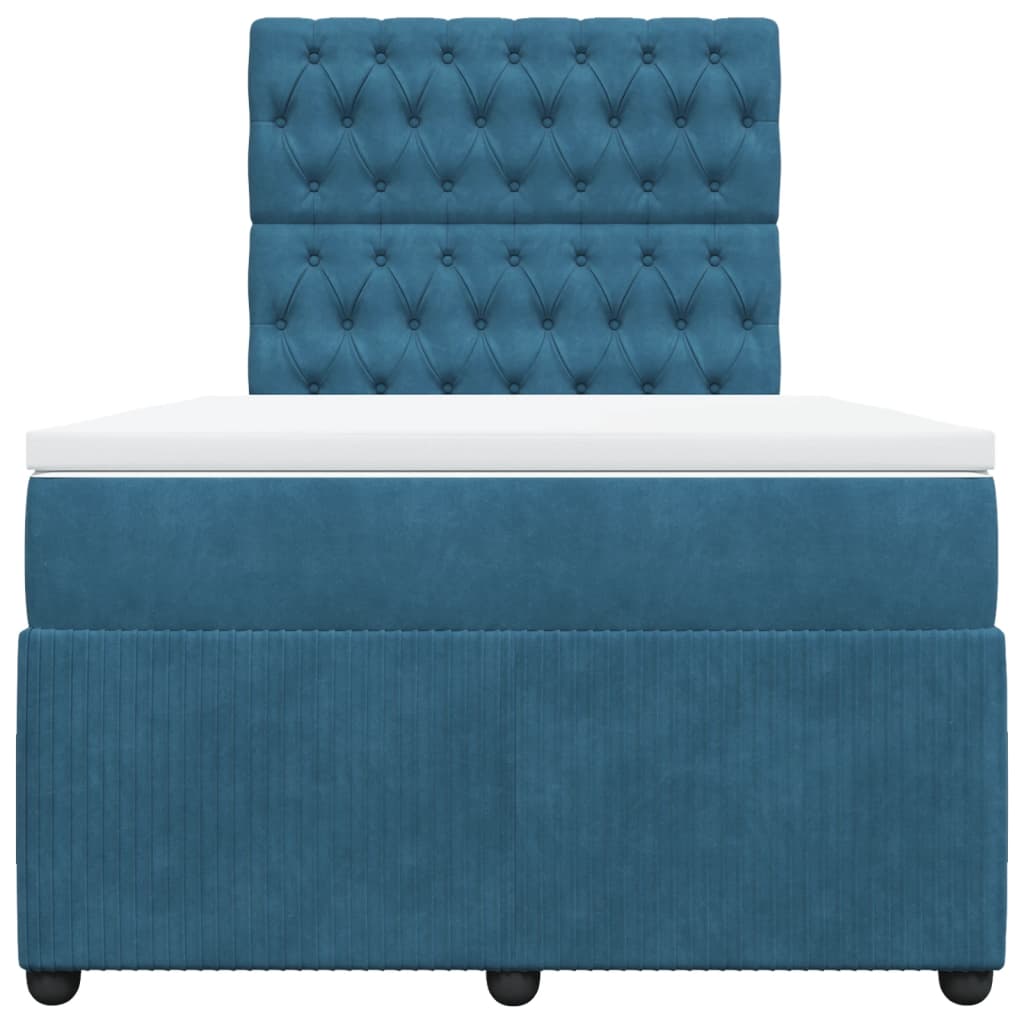 Boxspring met matras fluweel blauw 120x190 cm