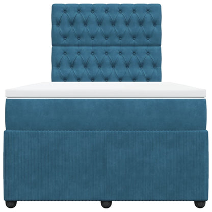 Boxspring met matras fluweel blauw 120x190 cm