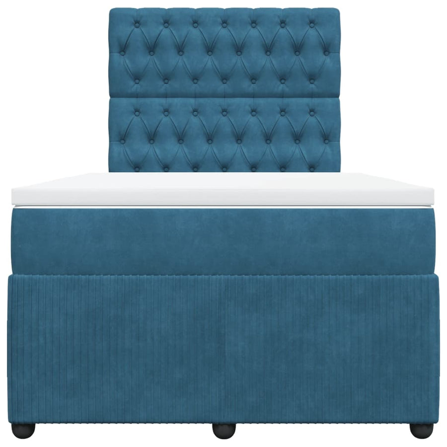 Boxspring met matras fluweel blauw 120x190 cm