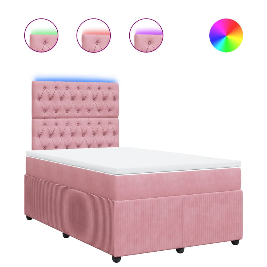 Boxspring met matras fluweel roze 120x190 cm