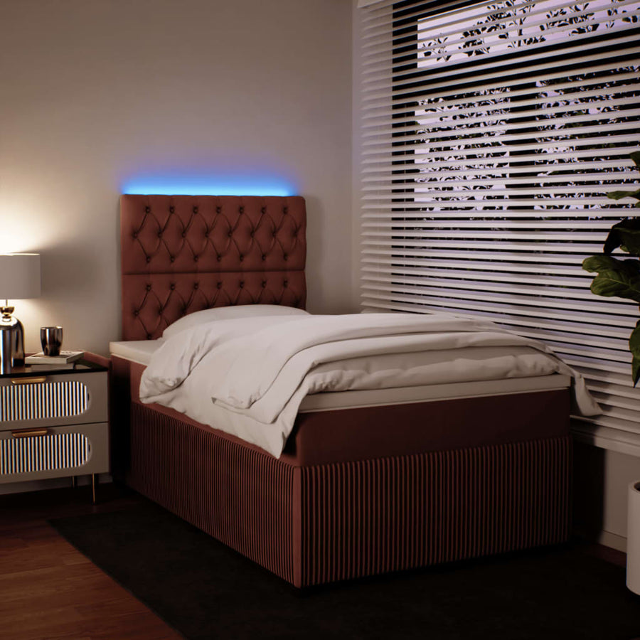 Boxspring met matras fluweel roze 120x190 cm
