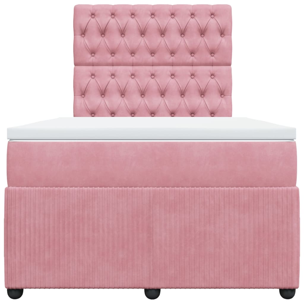 Boxspring met matras fluweel roze 120x190 cm
