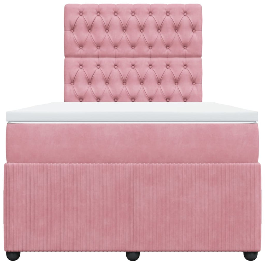 Boxspring met matras fluweel roze 120x190 cm