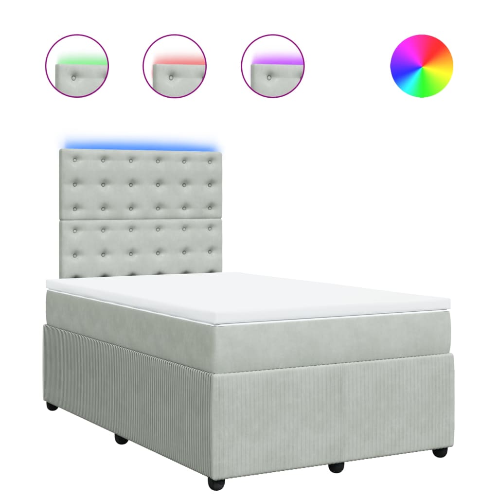 Boxspring met matras fluweel lichtgrijs 120x190 cm