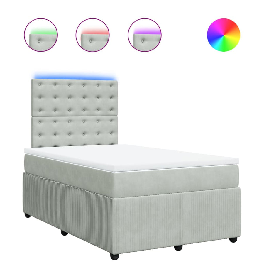 Boxspring met matras fluweel lichtgrijs 120x190 cm
