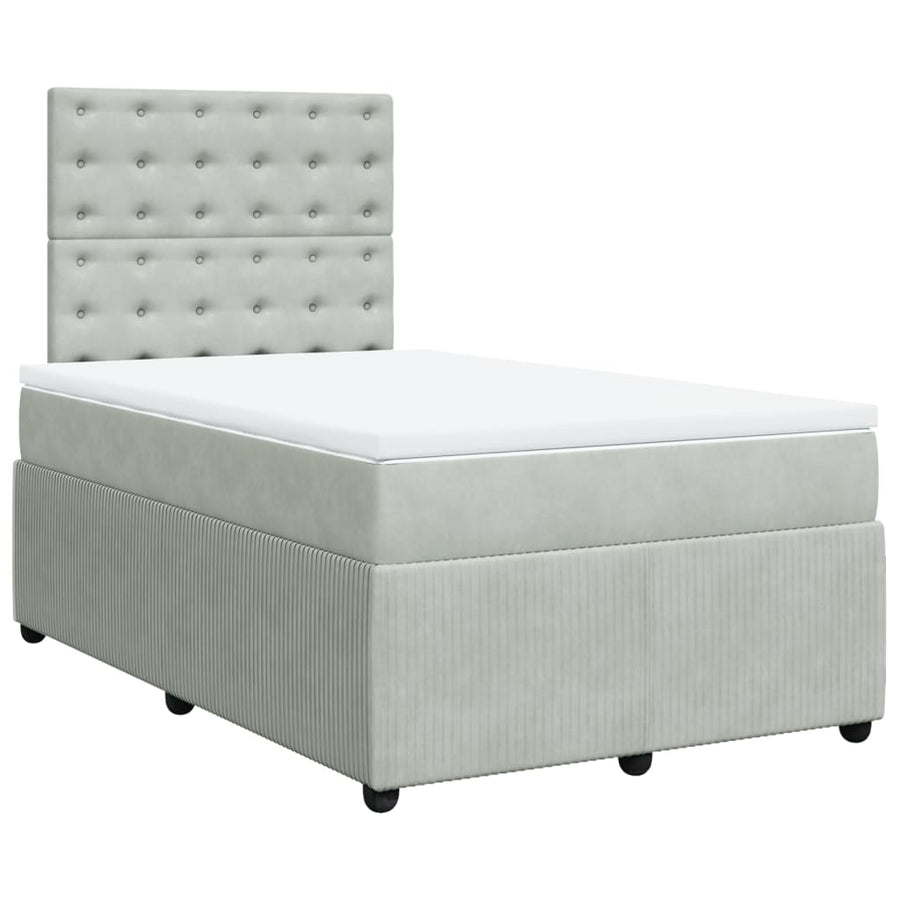 Boxspring met matras fluweel lichtgrijs 120x190 cm
