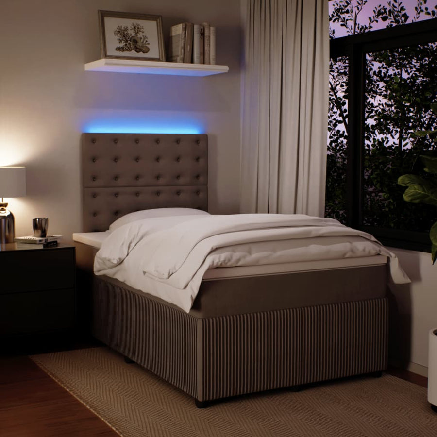 Boxspring met matras fluweel lichtgrijs 120x190 cm
