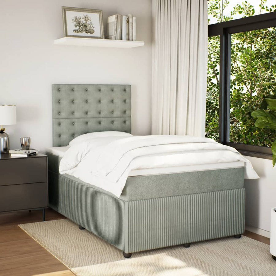 Boxspring met matras fluweel lichtgrijs 120x190 cm