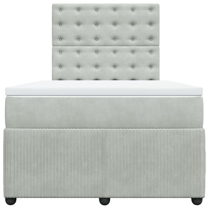 Boxspring met matras fluweel lichtgrijs 120x190 cm