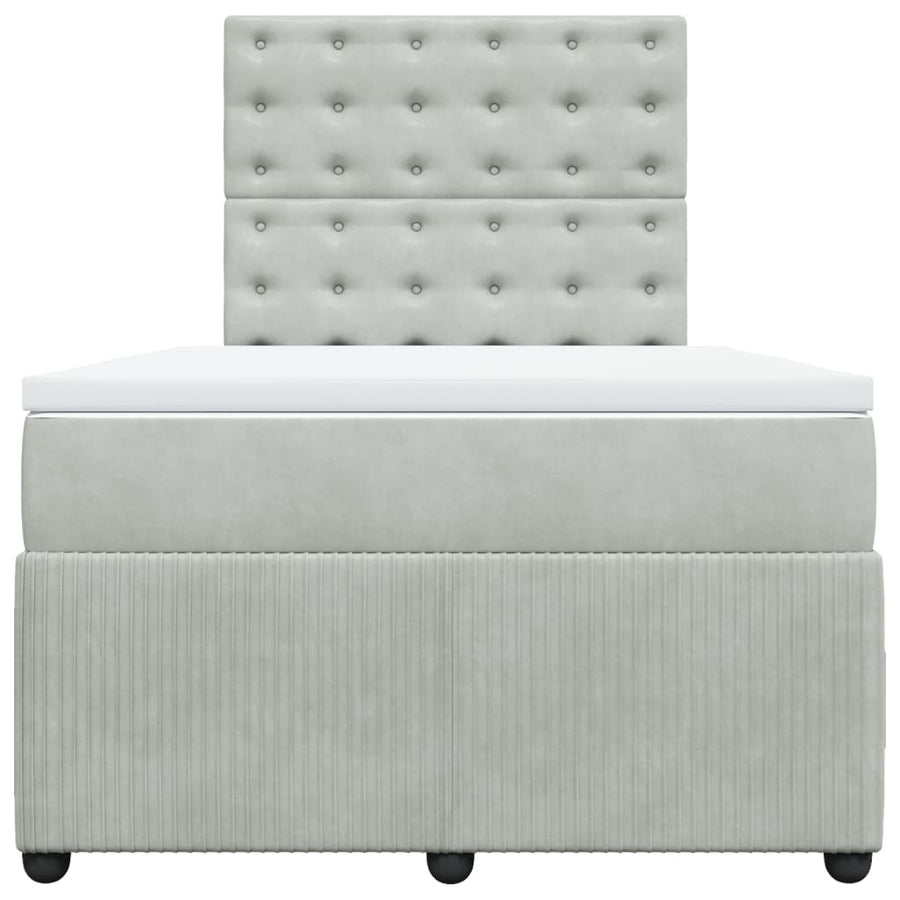 Boxspring met matras fluweel lichtgrijs 120x190 cm